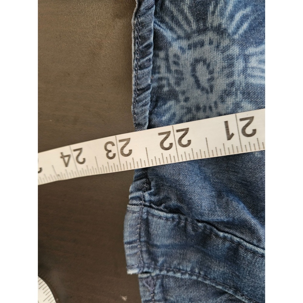 Chicos Lyocell Chambray Top S M Blue Floral Boho Oversized Flowy - Picture 5 of 5